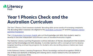 Year 1 Phonics Check and the Australian Curriculum Image