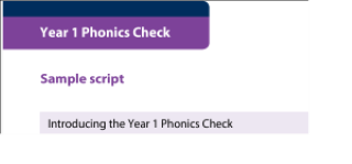 Year 1 Phonics Check sample script Image