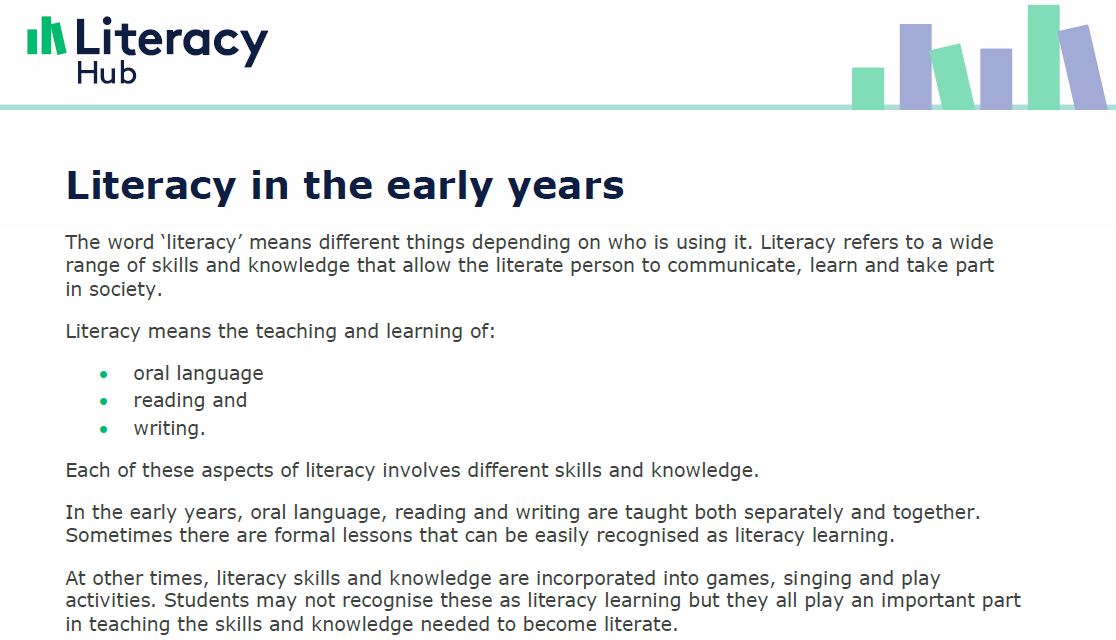 Literacy in the early years Image
