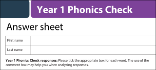 Phonics Check answer sheet Image